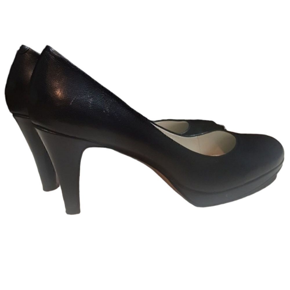 NINE WEST "Selene" Black Leather Heels- Size 8